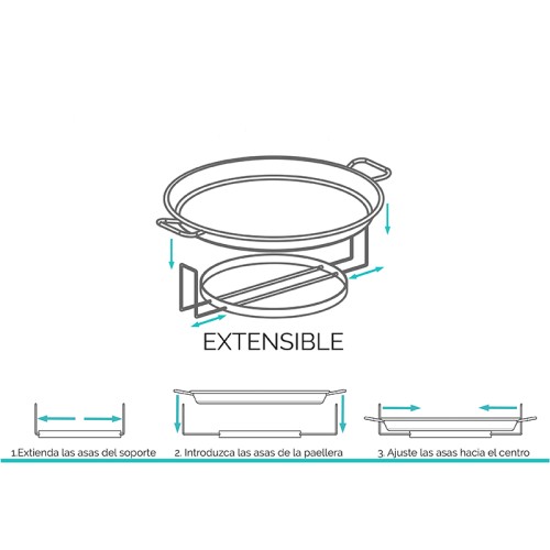 Professional Extendable paella holder for paella pans from 26 to 70 cm