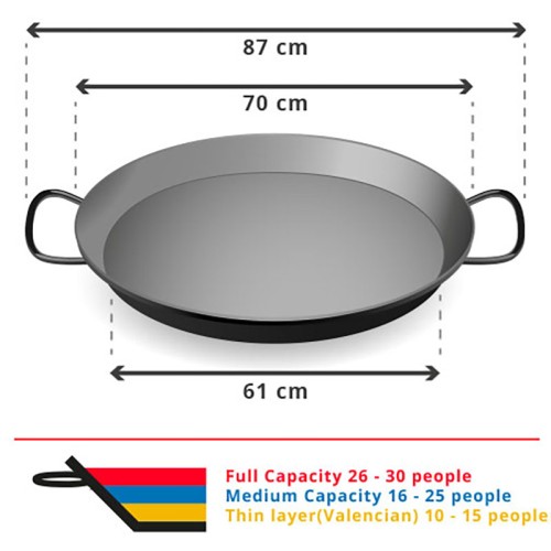 Carbon Steel Paella Pan for 30 People