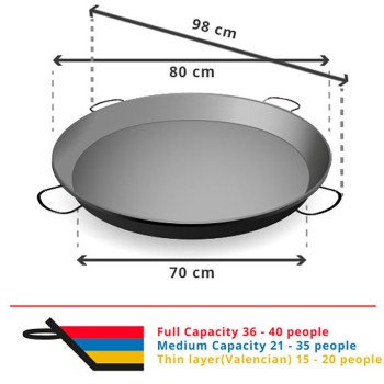 Carbon Steel Paella Pan for 40 People