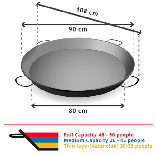 Carbon Steel Paella Pan for 50 People