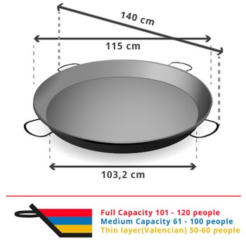 Carbon Steel Paella Pan for 120 People