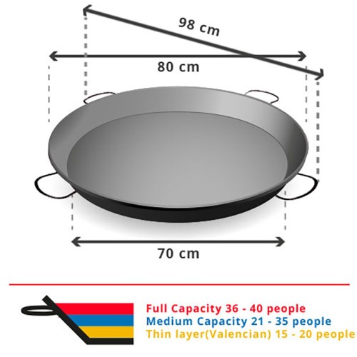 80 cm Stainless Steel Paella Pan for40 people paella pan inox