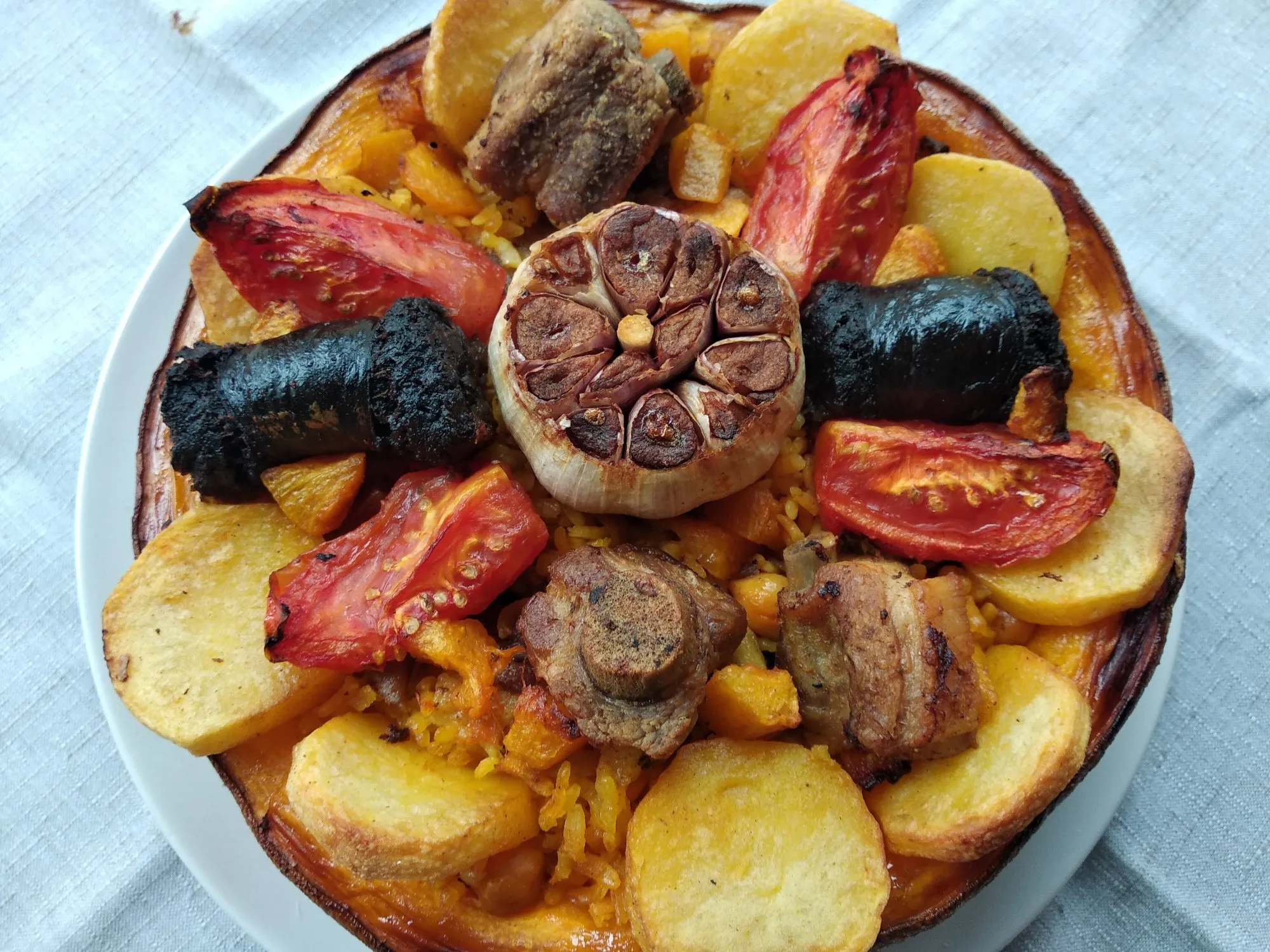 Baked rice in pumpkin