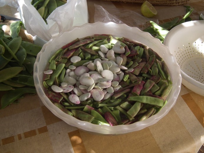 The vegetables in the paella