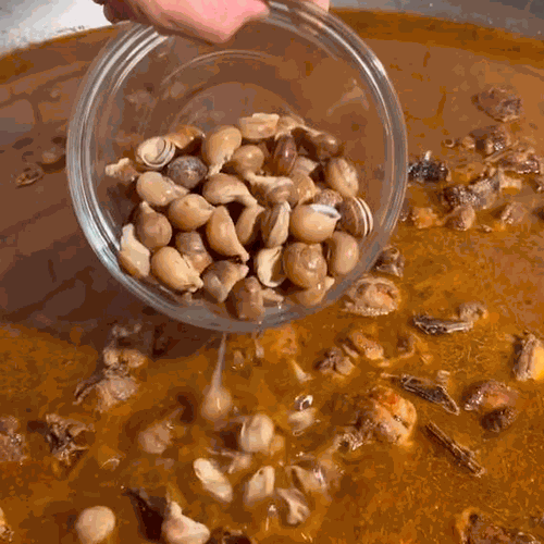 Add the water and the snails