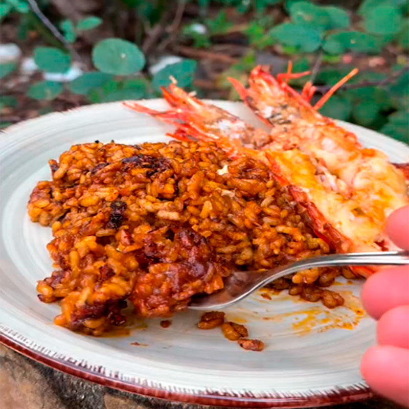 Dry rice with Jumbo prawns