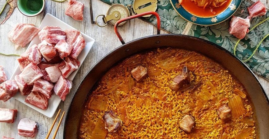 @ricepaella recipe: Kimchi rice with pork ribs