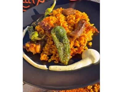 Recipe from @virycheff: Rice with beef entrecote and Padrón peppers with red thyme aioli