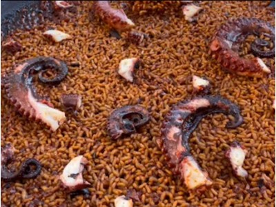 @cherenayuso recipe: paella of octopus , sobrassada and black garlic